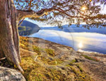 Sunrise over Dome Island and Basin Bay, Lake George calendar, Lake George photos by Carl Heilman II, Lake George pictures, Lake George prints, Lake George nature photography, Lake George panoramas